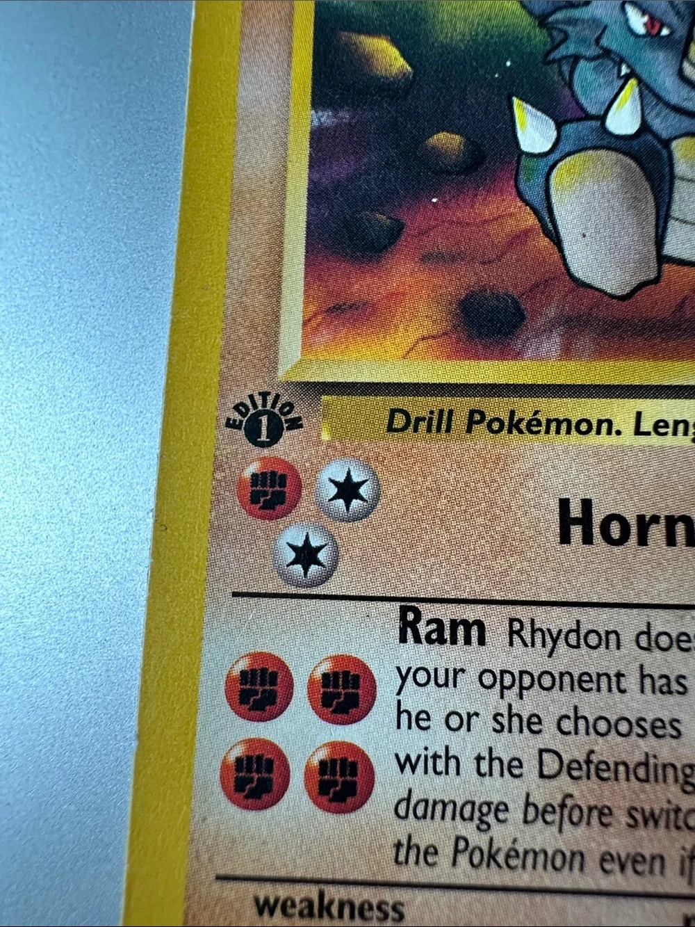 Rhydon 1st Edition Pokémon Trading Card